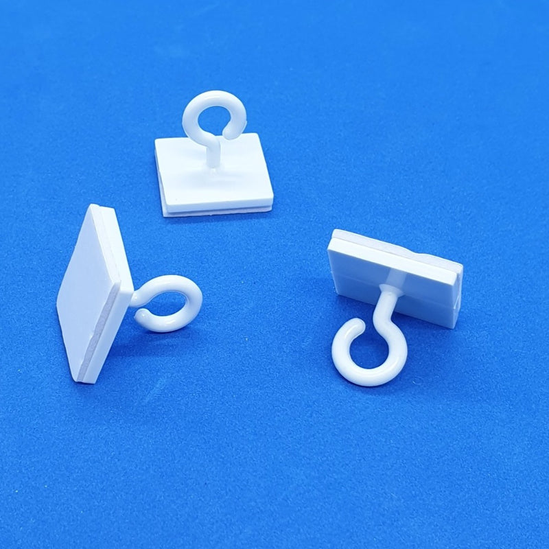 Plastic Sticky Hook Eyelet 23mm Ceiling Wall Hanger Adhesive x 100-Hook-Easy Bay