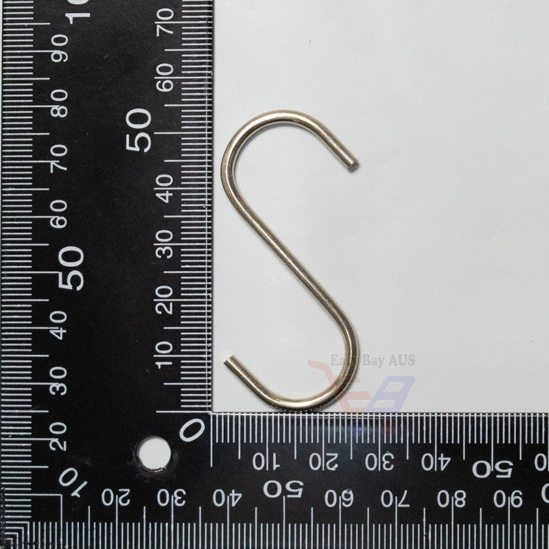 Metal S Hook 54mm Height 2.5mm Steel Wire x 10-Hook-Easy Bay