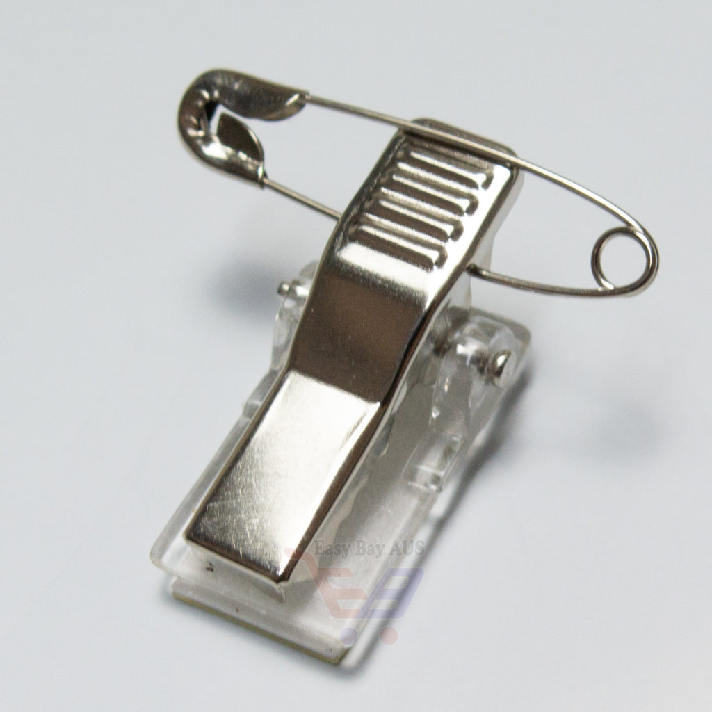 10 x Adhesive Safety Pin and Alligator Clip Badge Holder