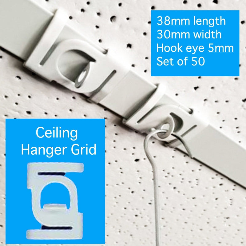 Metal Ceiling Hanger Grid Twist Clip Hook for Rail Suspended Ceilings x 50-Hook-Easy Bay