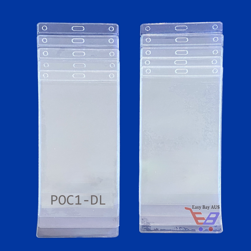 10 x DL Plastic Sleeve Soft PVC Clear Pockets with Eyelets